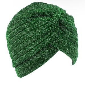 Emerald Green Sparkling Turban Cap